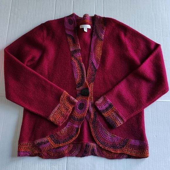 Northern Isles Wool Rabbit Hair Sweater Size Large Women's Purple Circle Button - Picture 1 of 14